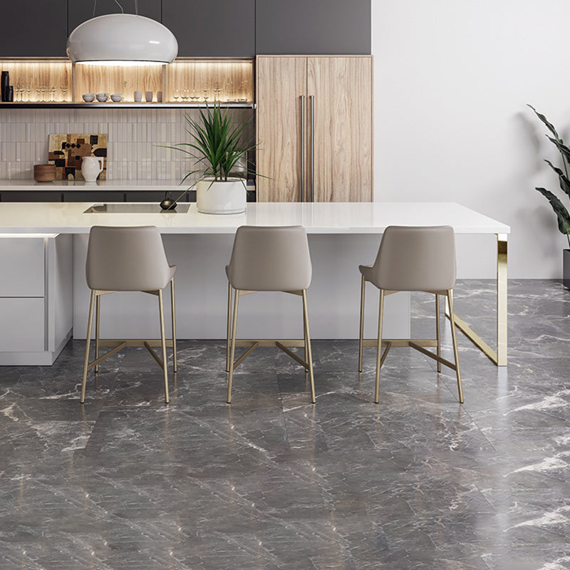 Minimalist PU Leather Steel Curved Bar Stool — Gray