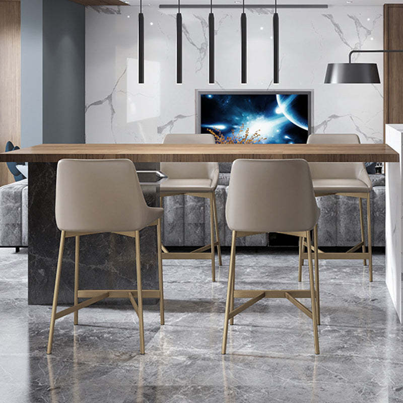 Minimalist PU Leather Steel Curved Bar Stool