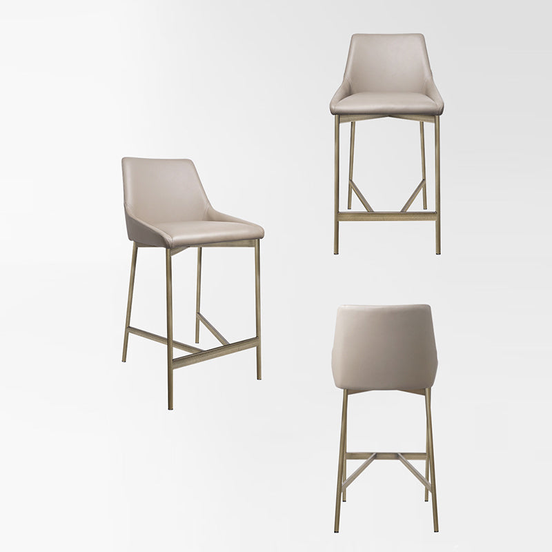 Minimalist PU Leather Steel Curved Bar Stool