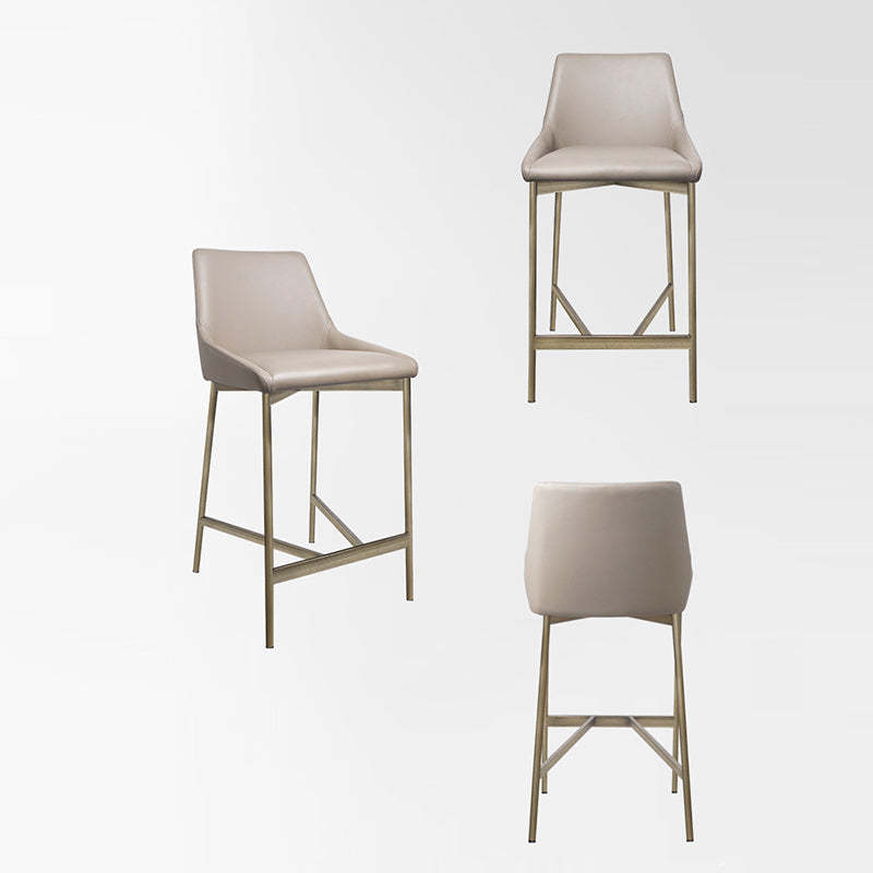 Minimalist PU Leather Steel Curved Bar Stool