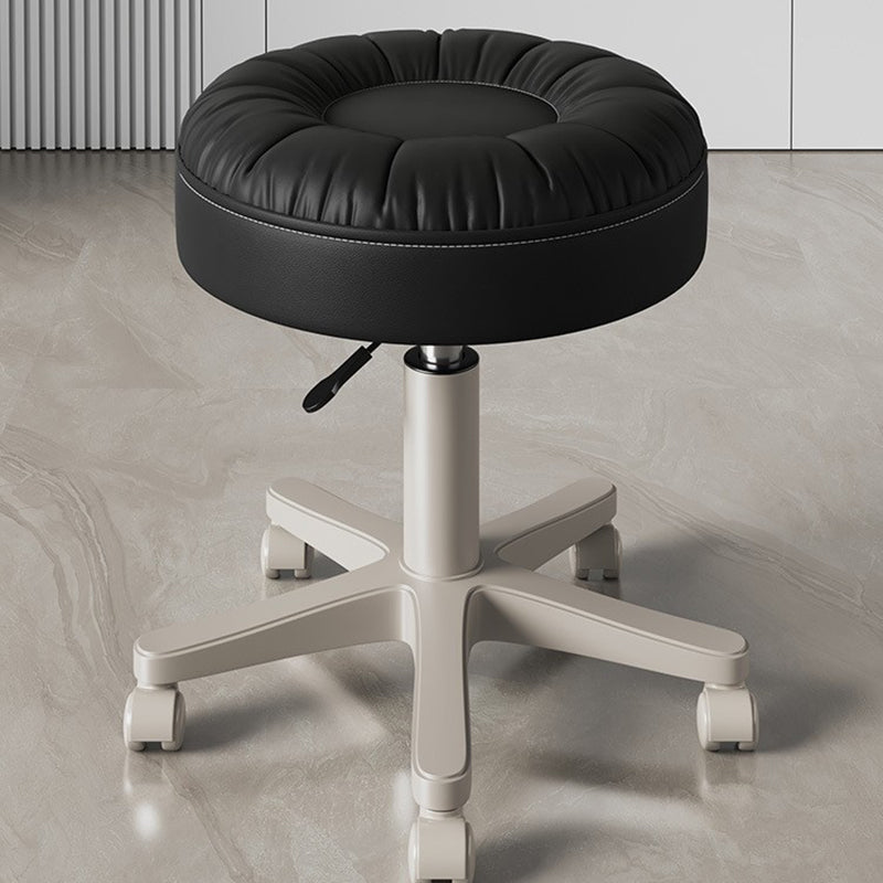 Minimalist Leather Nylon Round Vanity Stool