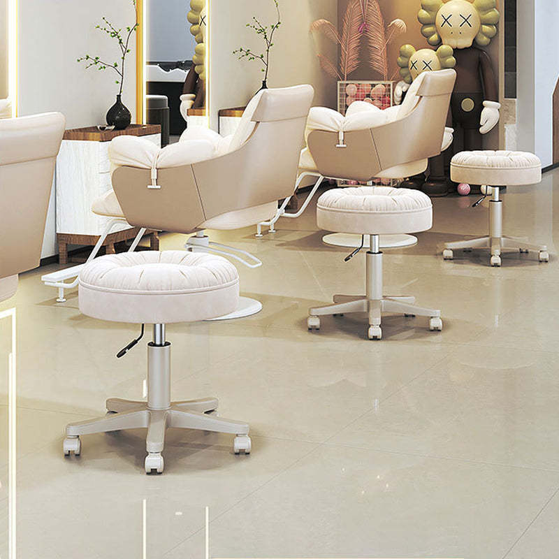 Minimalist Leather Nylon Round Vanity Stool