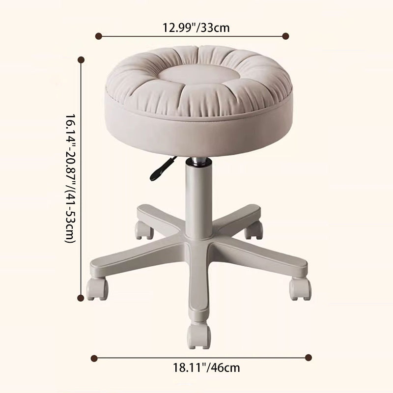 Minimalist Leather Nylon Round Vanity Stool — Deep Gray