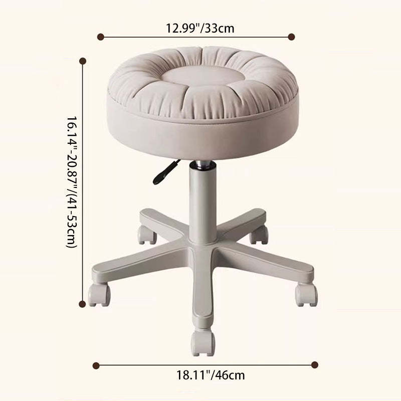 Minimalist Leather Nylon Round Vanity Stool — Deep Gray