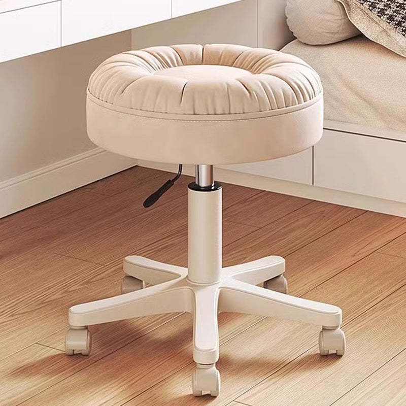 Minimalist Leather Nylon Round Vanity Stool
