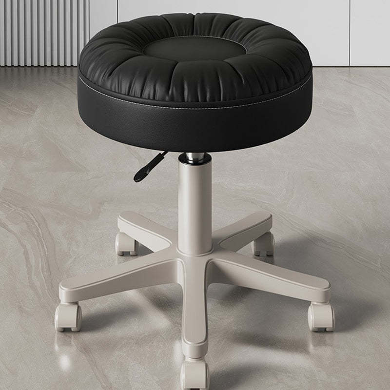 Black leather round vanity stools - nordic