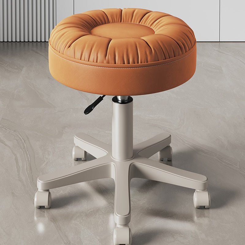 Minimalist Leather Nylon Round Vanity Stool — Orange
