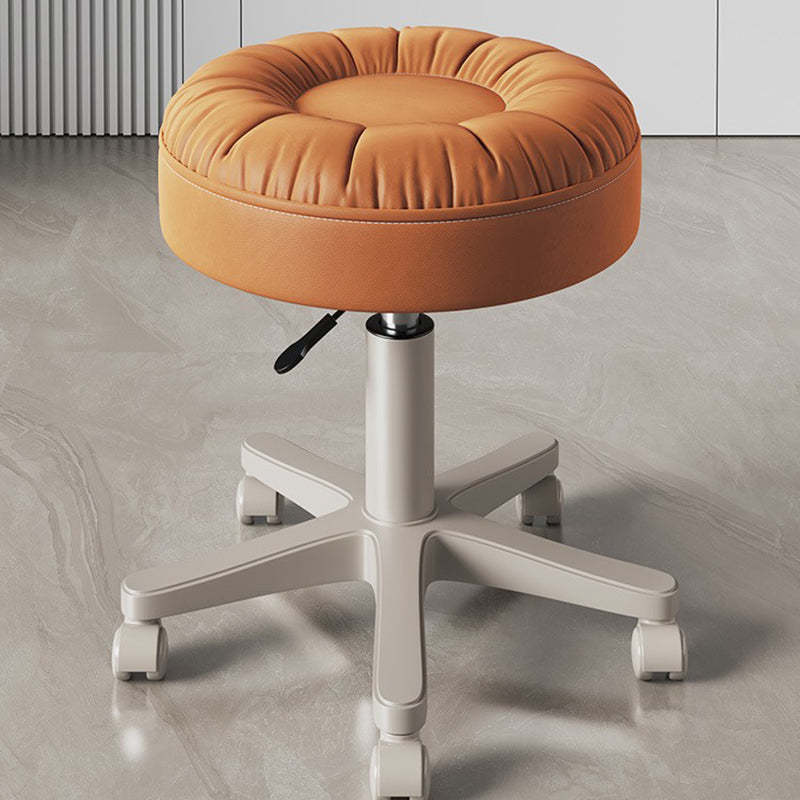 Minimalist Leather Nylon Round Vanity Stool — Orange