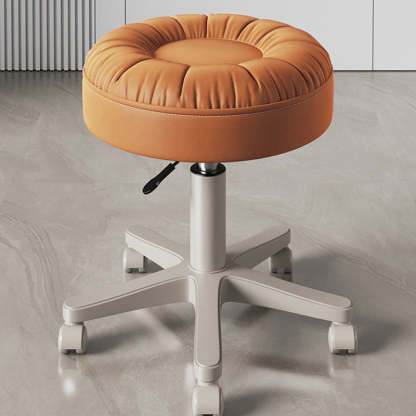 Minimalist Leather Nylon Round Vanity Stool — Orange