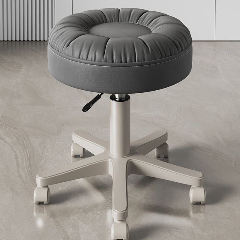 Minimalist Leather Nylon Round Vanity Stool