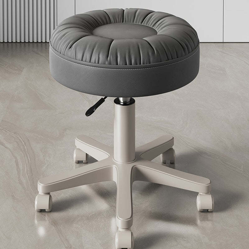 Minimalist Leather Nylon Round Vanity Stool