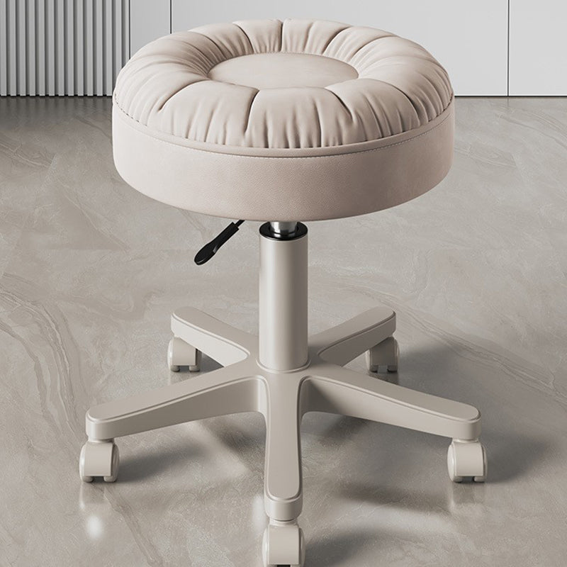 Minimalist Leather Nylon Round Vanity Stool