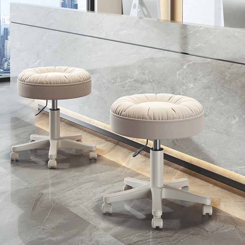 Minimalist Leather Nylon Round Vanity Stool
