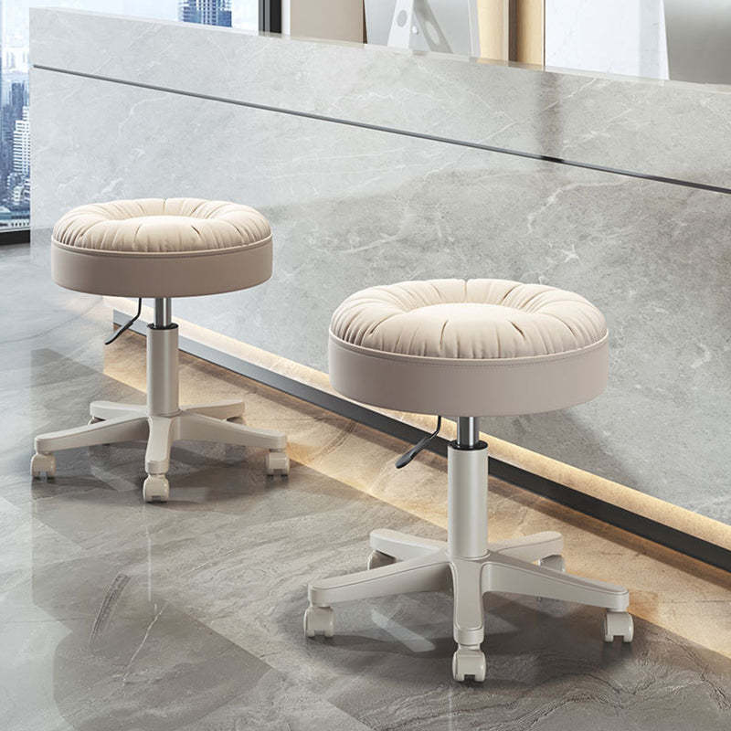 Minimalist Leather Nylon Round Vanity Stool