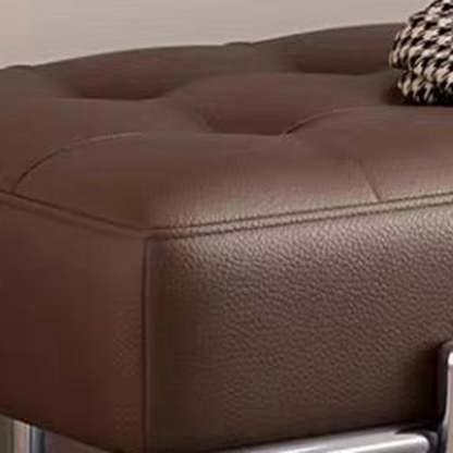 Minimalist Leather Stainless Steel Rectangular Bench