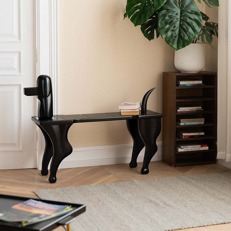 Wood Doberman Rectangle Bench