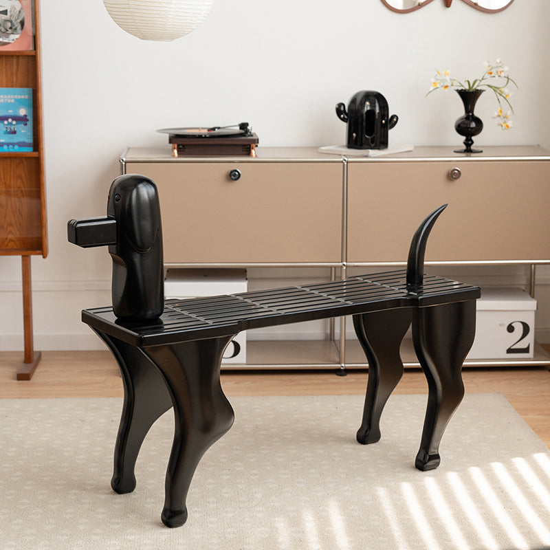 Wood Doberman Rectangle Bench