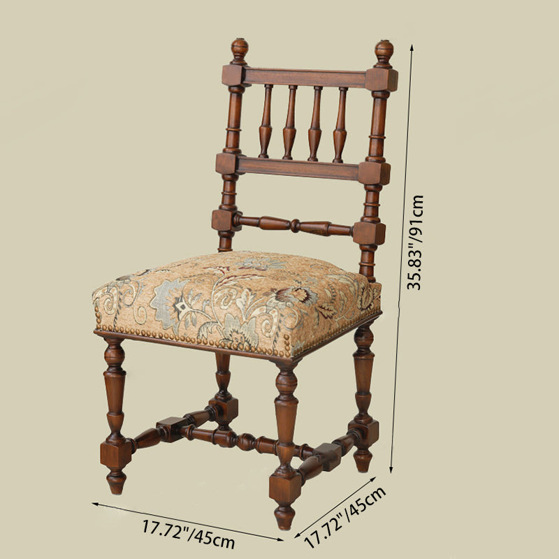 French Wood Fabric Dining Chair