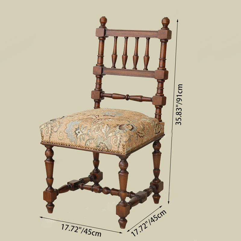 French Wood Fabric Dining Chair