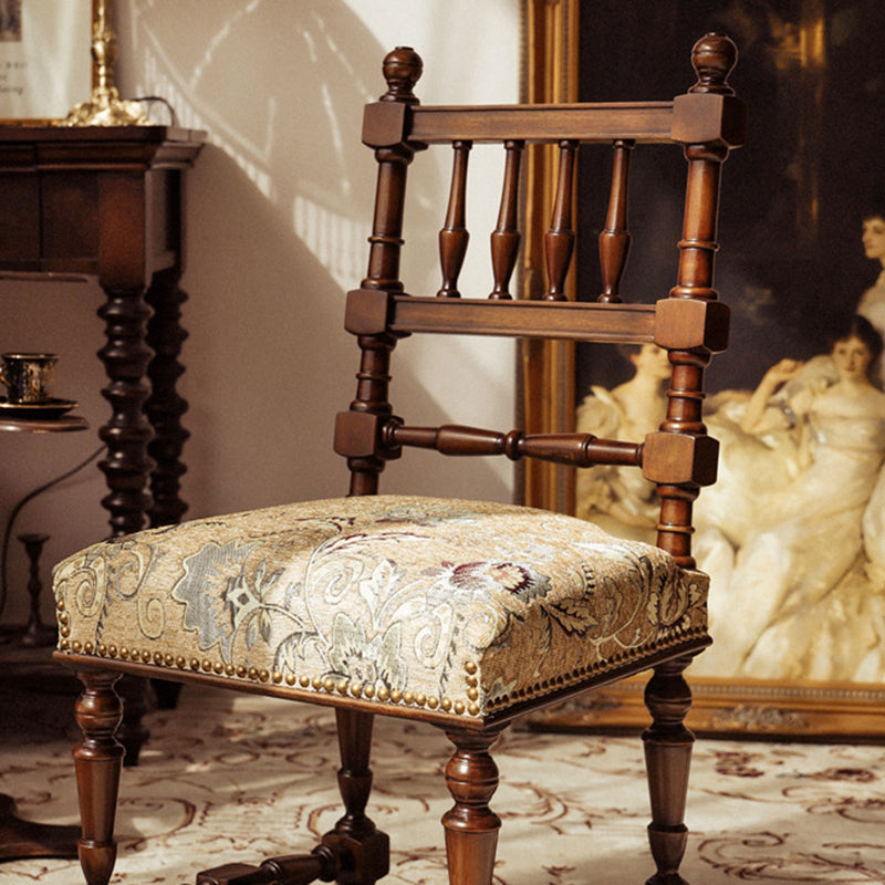 French Wood Fabric Dining Chair