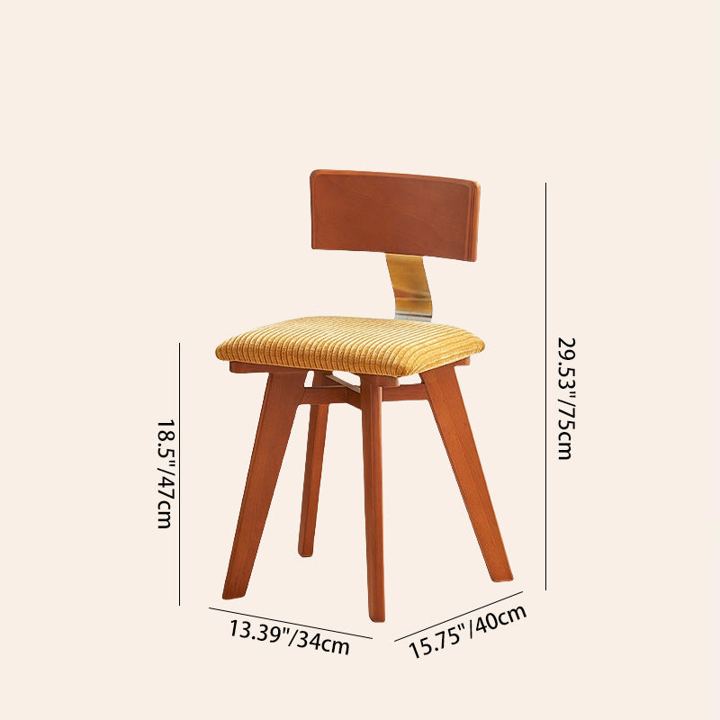 Nordic Wood Fabric Curved Dining Chair