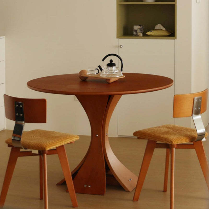 Nordic Wood Fabric Curved Dining Chair