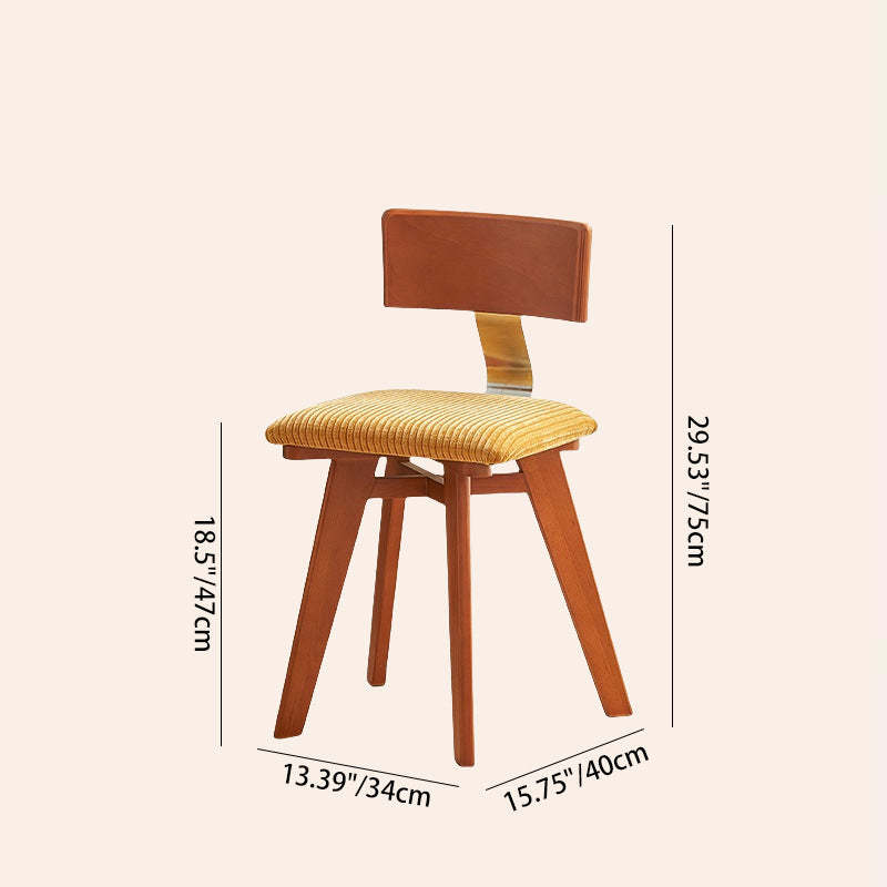Nordic Wood Fabric Curved Dining Chair