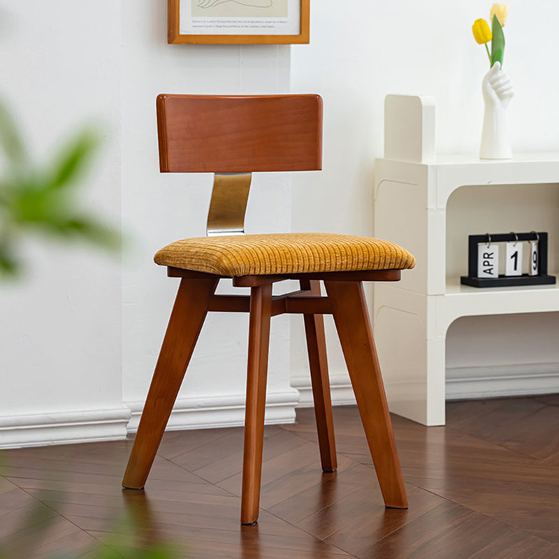 Nordic Wood Fabric Curved Dining Chair