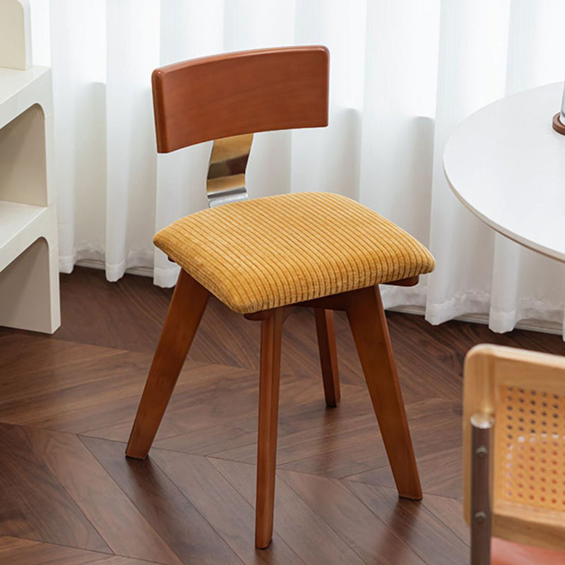 Nordic Wood Fabric Curved Dining Chair