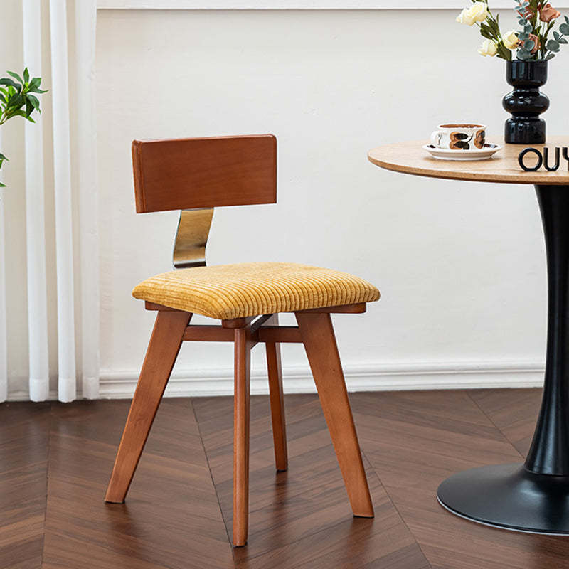 Nordic Wood Fabric Curved Dining Chair