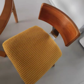 Nordic Wood Fabric Curved Dining Chair