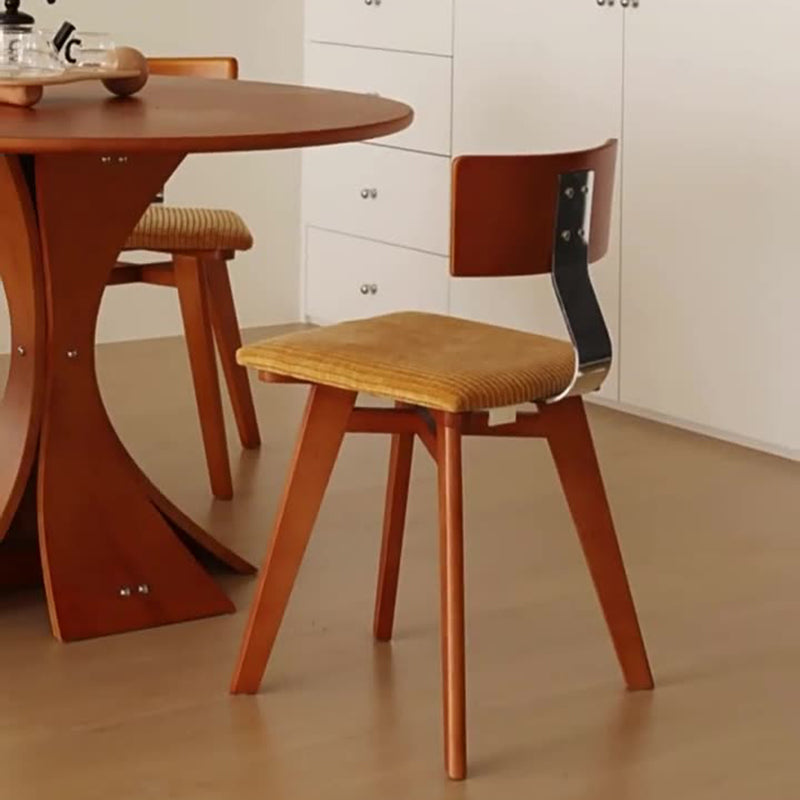 Nordic Wood Fabric Curved Dining Chair