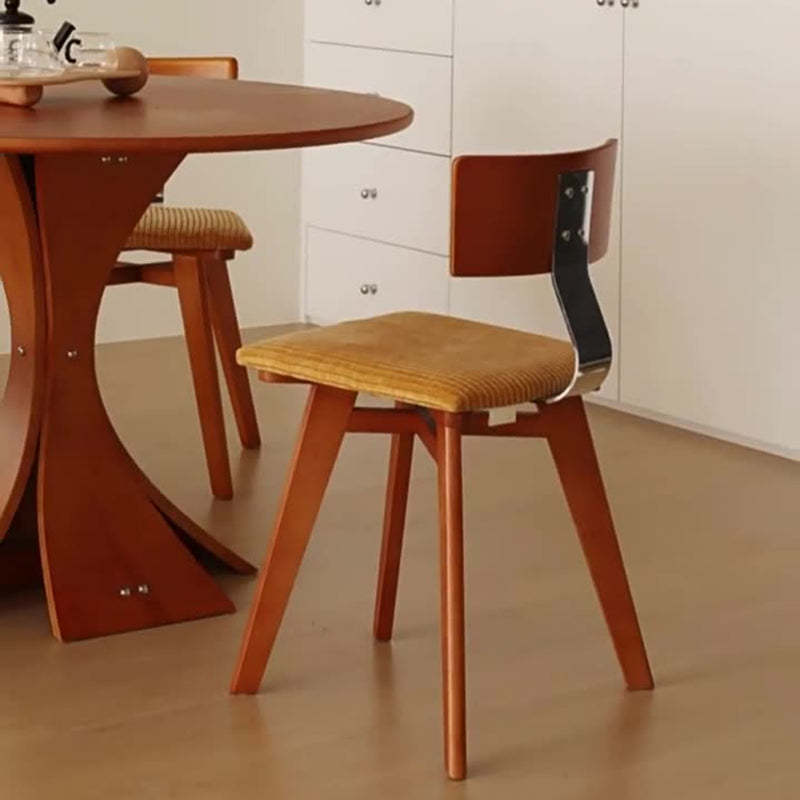 Nordic Wood Fabric Curved Dining Chair