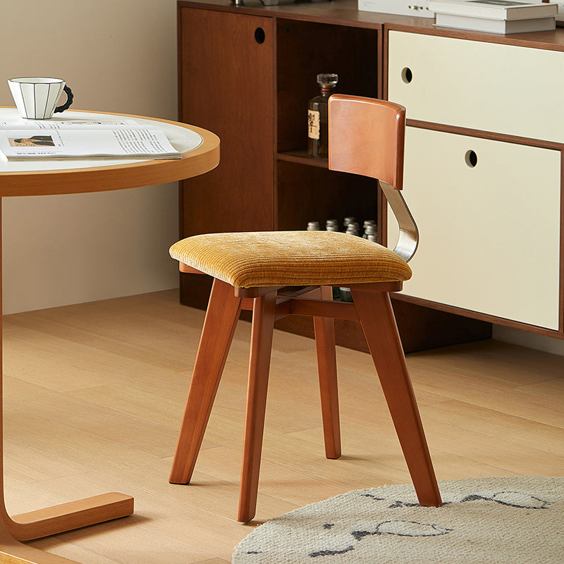 Nordic Wood Fabric Curved Dining Chair