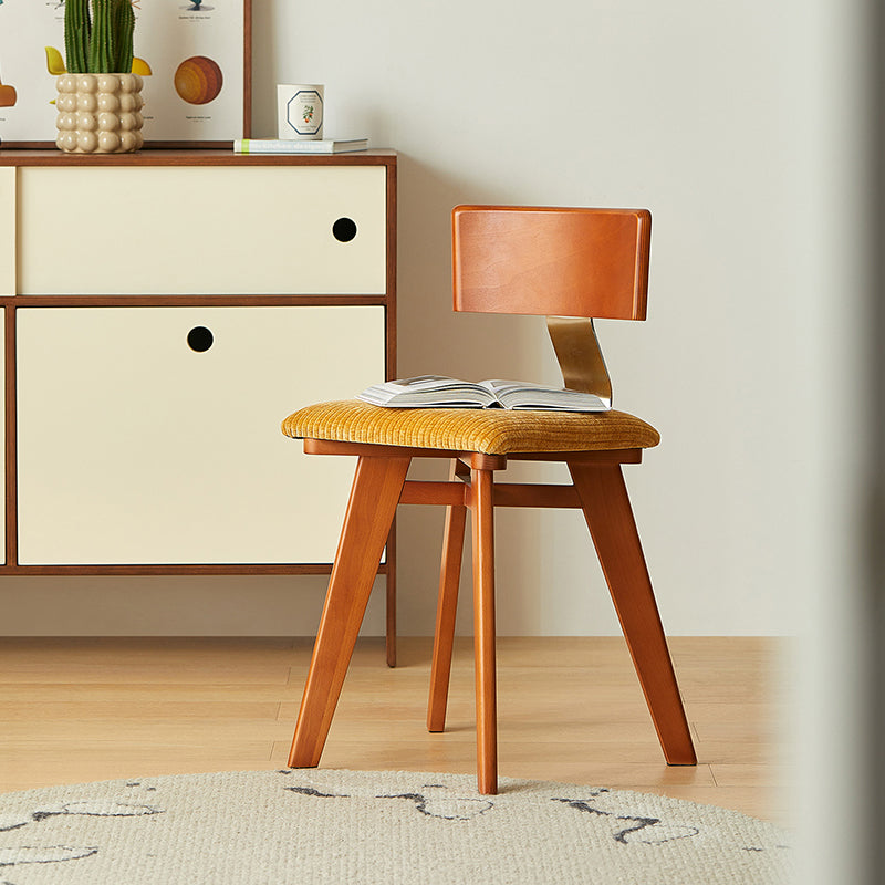 Nordic Wood Fabric Curved Dining Chair