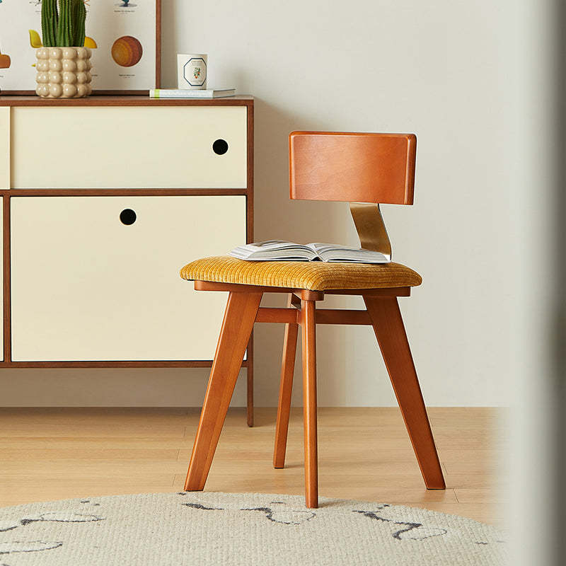 Nordic Wood Fabric Curved Dining Chair