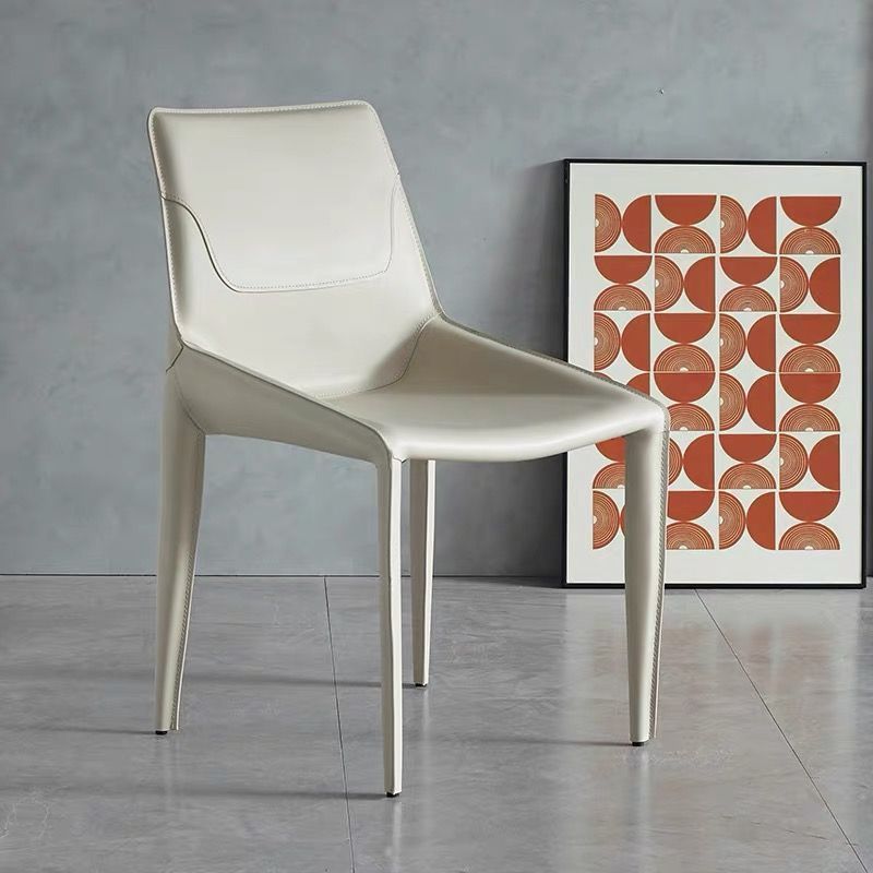 Minimalist Saddle Leather Bench — Off-white
