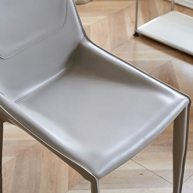 Minimalist Saddle Leather Bench — Light Gray