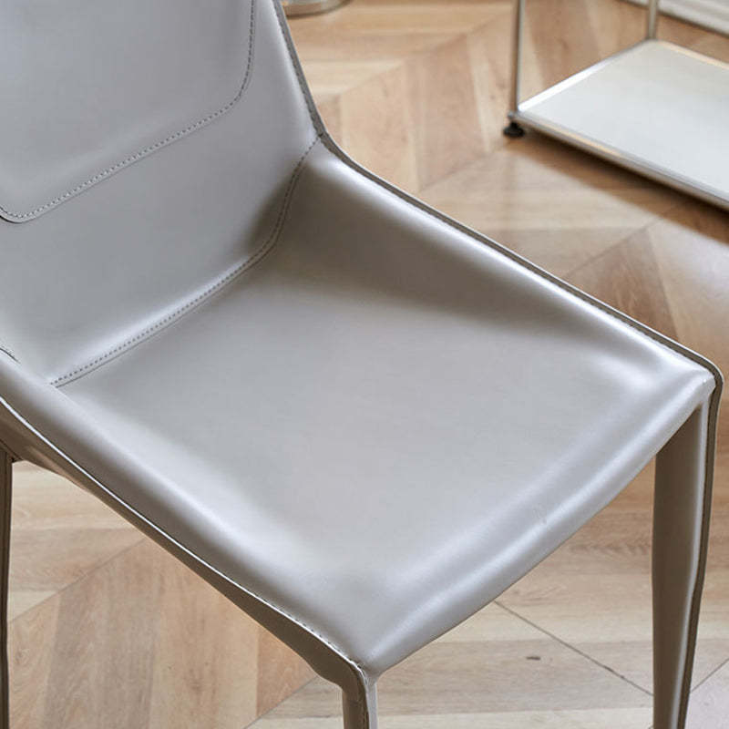 Minimalist Saddle Leather Bench — Light Gray