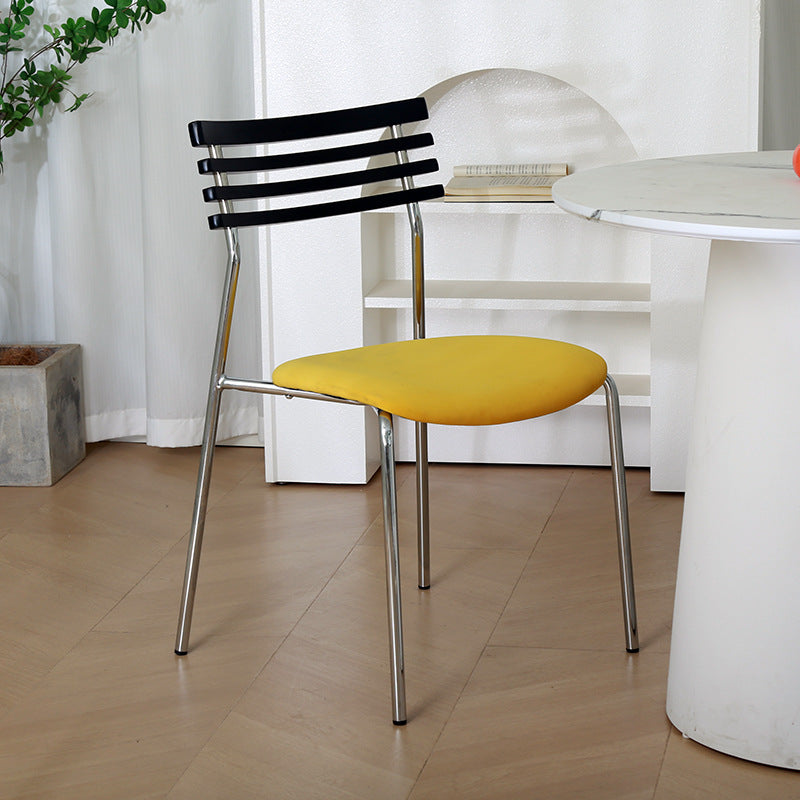 Minimalist Fabric Iron Curved Dining Chair