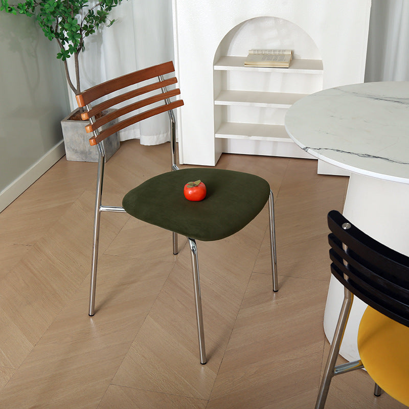 Minimalist Fabric Iron Curved Dining Chair