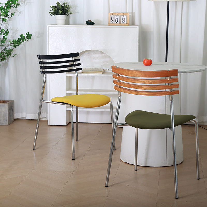 Minimalist Fabric Iron Curved Dining Chair
