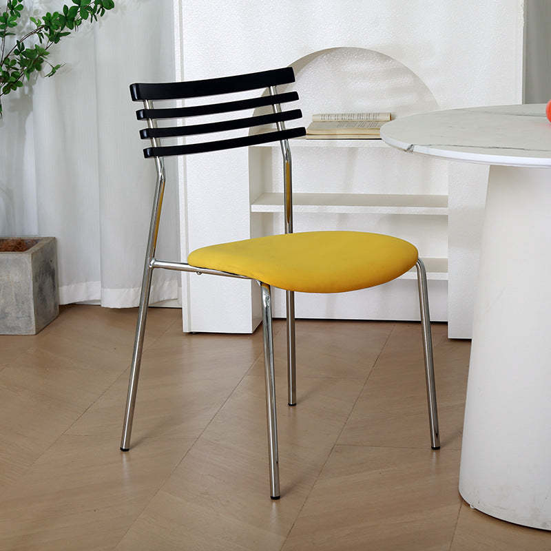 Minimalist Fabric Iron Curved Dining Chair