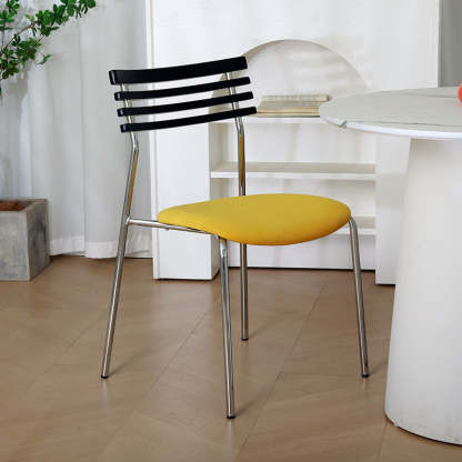 Minimalist Fabric Iron Curved Dining Chair