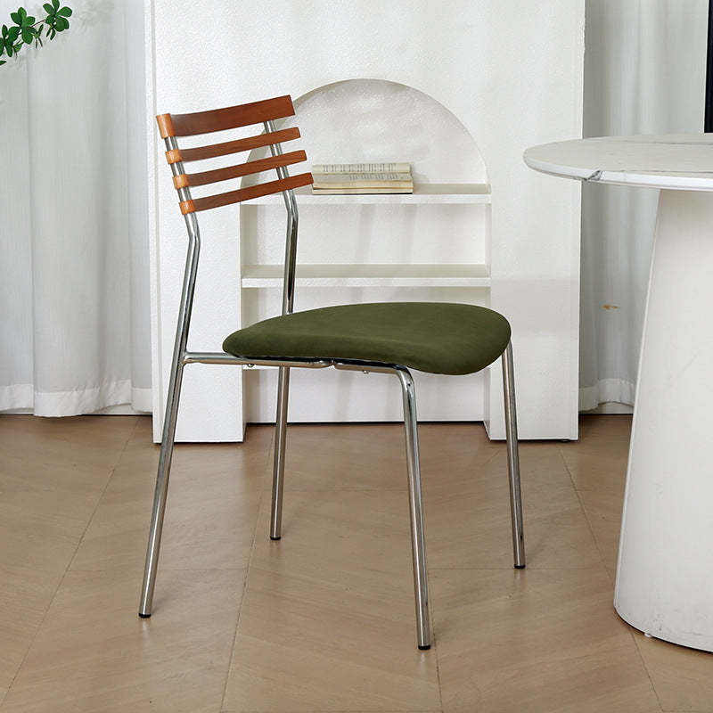 Minimalist Fabric Iron Curved Dining Chair