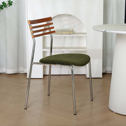 Minimalist Fabric Iron Curved Dining Chair