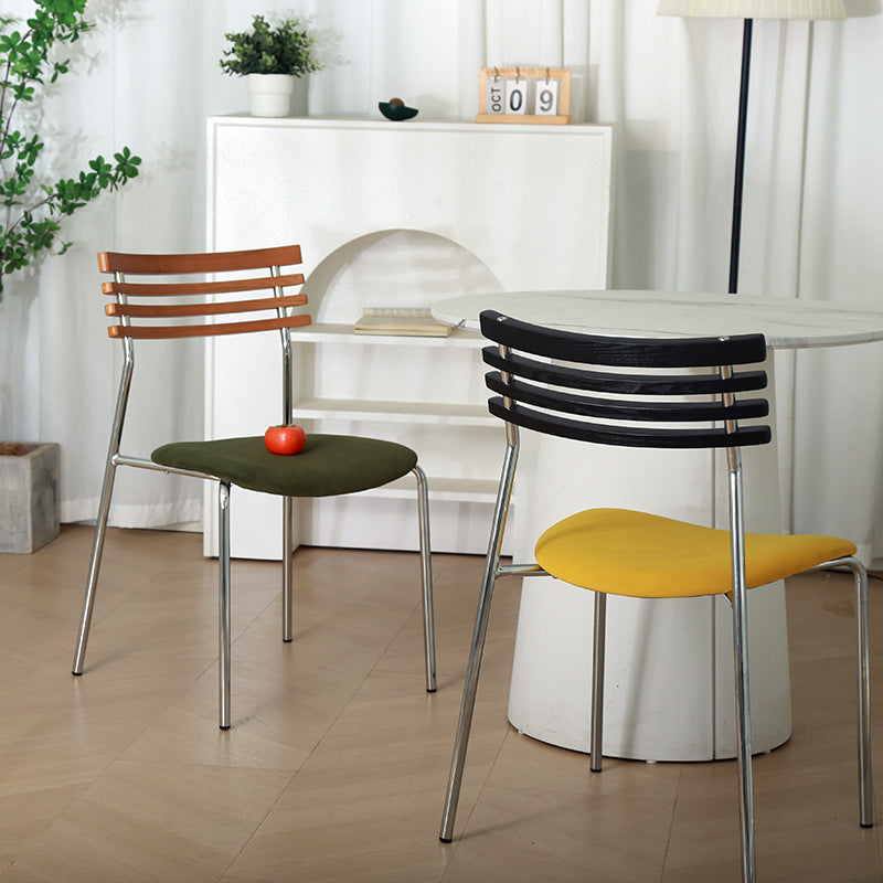Minimalist Fabric Iron Curved Dining Chair