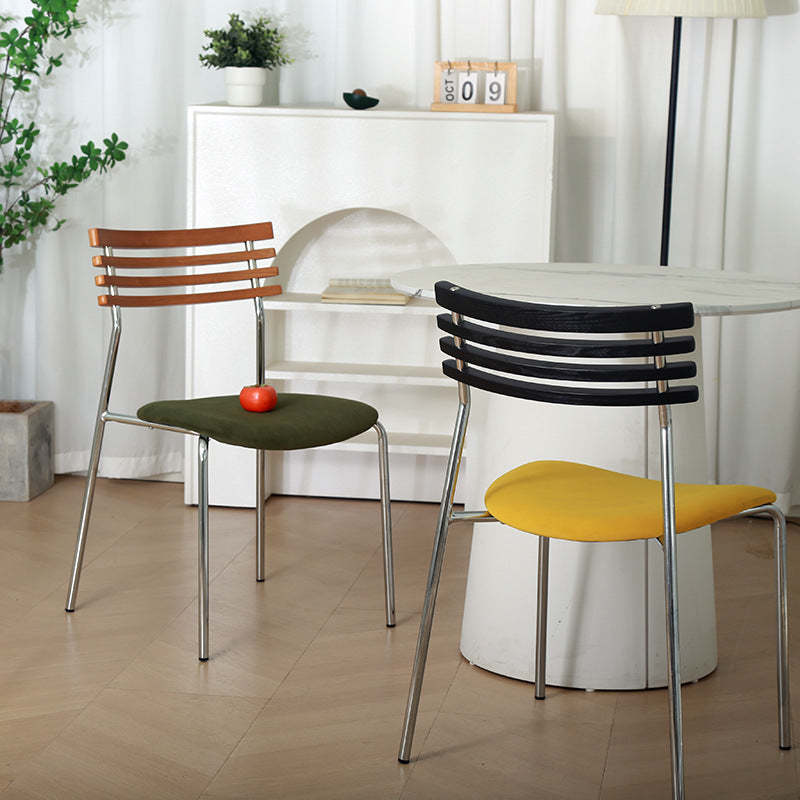 Minimalist Fabric Iron Curved Dining Chair