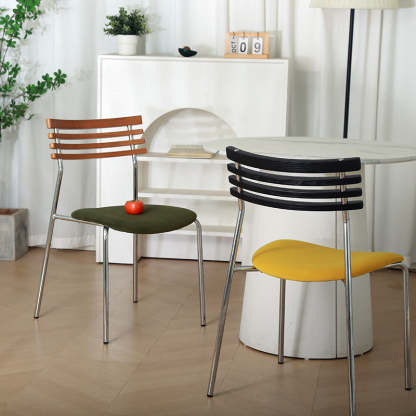 Minimalist Fabric Iron Curved Dining Chair