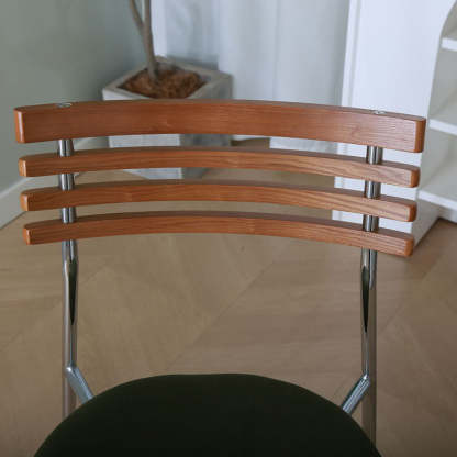 Minimalist Fabric Iron Curved Dining Chair